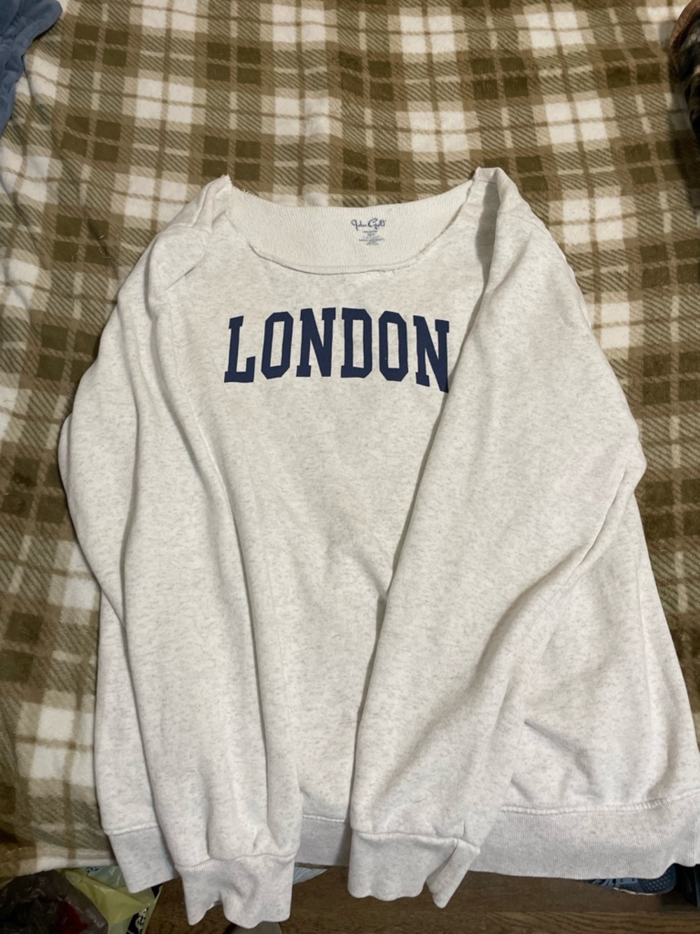 Brandy Melville White Crewneck with Navy Print